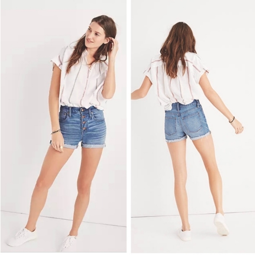 Madewell High Rise Button Fly Shorts Denim Shorts